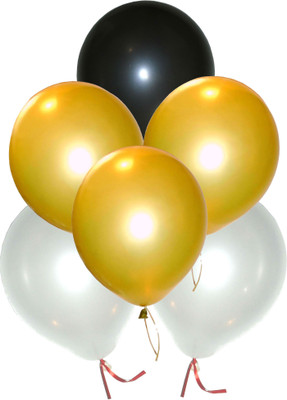 

GrandShop Solid Gold Theme Party Metallic HD Balloon(Gold, White, Black, Pack of 50)