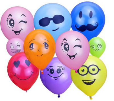 

PartyballoonsHK Printed Emoji Face Expression Latex Multi color Balloon(Multicolor, Pack of 100)