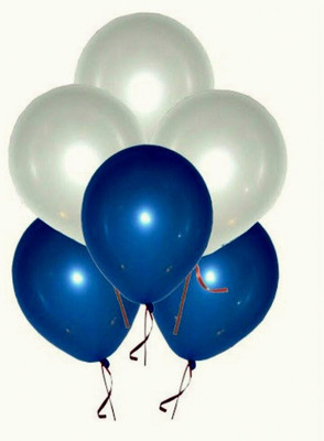 

PartyballoonsHK Solid HK0201 Balloon(Blue, White, Pack of 50)