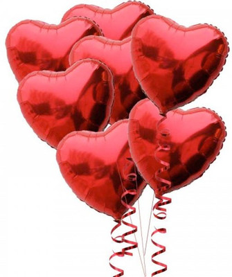

PartyballoonsHK Solid Red Heart shaped Foil Balloon(Red, Pack of 5)