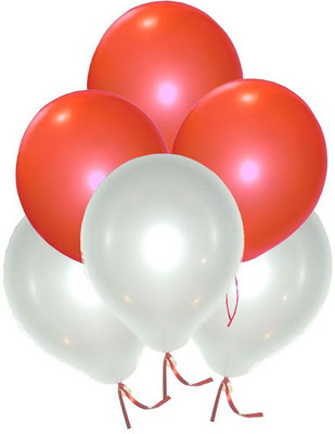 

GrandShop Solid Super silky Metallic 9" Inch Balloon(Red, White, Pack of 50)