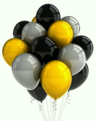 PartyballoonsHK Solid Metallic Black, Gold, Silver (Pack of 50) Balloon(Silver, Black, Gold, Pack of 50)