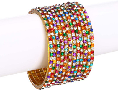 Somil Glass Crystal Bangle Set(Pack of 12)
