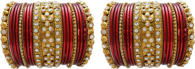 

My Design Alloy Gold-plated Bangle Set(Pack of 34), Maroon