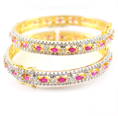 Affinity Alloy Cubic Zirconia Gold-plated Bangle Set(Pack of 2) Affinity Alloy Cubic Zirconia Gold-plated Bangle Set(Pack of 2)