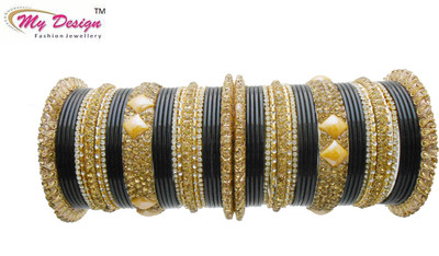 

My Design Lac Gold-plated Chudas(Pack of 58), Black