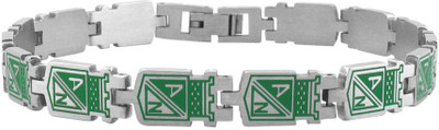 

Inox Jewelry Stainless Steel Bracelet, Silver;green