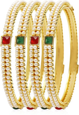 

Jewels Galaxy Alloy Bangle Set(Pack of 4), White