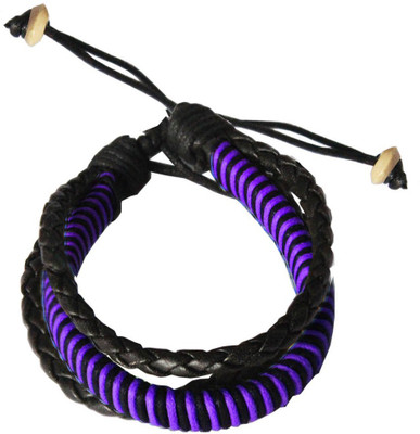 

Rich & Famous Leather Bracelet, Purple;black