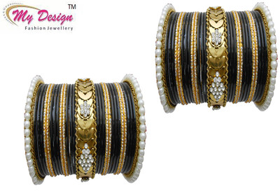 

My Design Alloy Gold-plated Bangle Set(Pack of 58), Black