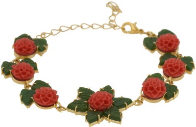 

Nisa Pearls Alloy Jade Bracelet, Pink;green