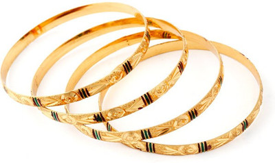 39% OFF on Ethnic Jewels Brass Yellow Gold Bangle Set(Pack of 4)