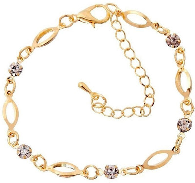 

WearYourFashion Alloy Crystal Gold-plated Bracelet, Gold;white