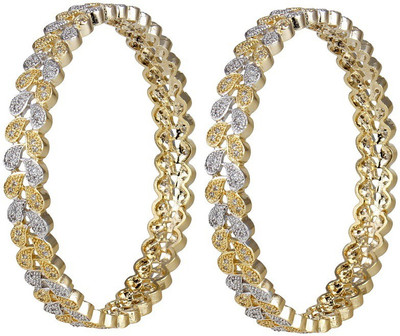 

Pink Rose Alloy Bangle Set(Pack of 2), White;gold