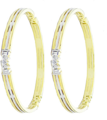 

You Bella Alloy Cubic Zirconia Gold-plated Bangle Set(Pack of 2, Silver