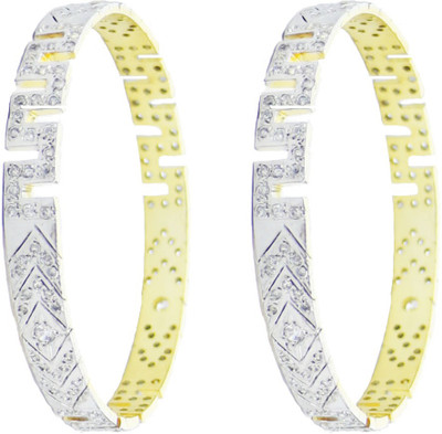 

You Bella Alloy Cubic Zirconia Gold-plated Bangle Set(Pack of 2, Silver