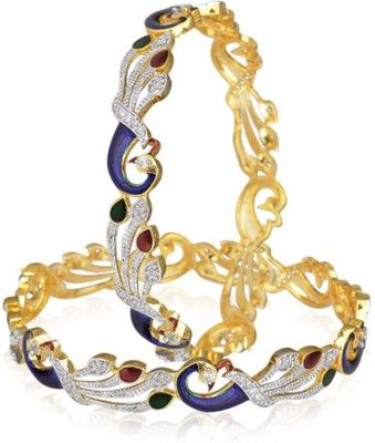 

You Bella Alloy Cubic Zirconia Bangle Set(Pack of 2, Multicolor