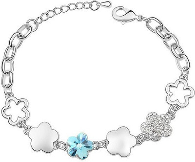 

Silver Shoppee Alloy Crystal Silver Bracelet, Blue;silver
