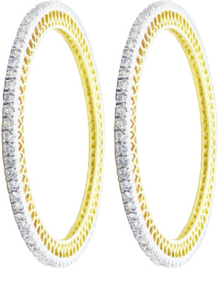 

You Bella Alloy Cubic Zirconia Gold-plated Bangle Set(Pack of 2, Silver
