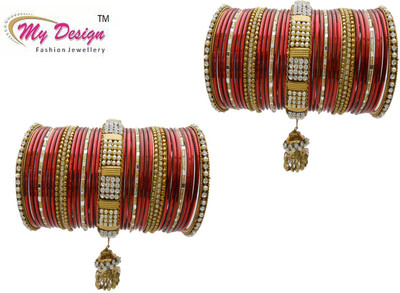 

My Design Alloy Gold-plated Chudas(Pack of 74), Red
