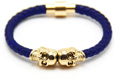 Blacksmith Leather Gold-plated Bracelet, Blue