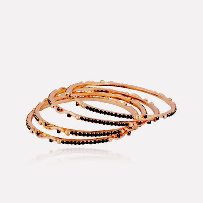 

Jewbang Alloy Gold-plated Bangle Set(Pack of 4), Black;gold