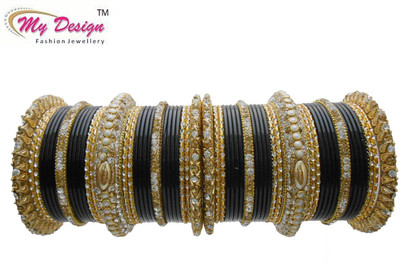 

My Design Lac Gold-plated Chudas(Pack of 58), Black