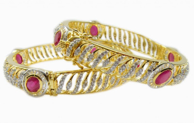44% OFF on E-Designs Brass Cubic Zirconia Bangle Set(Pack of 2)