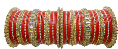 

My Design Lac Gold-plated Chudas(Pack of 58), Red