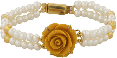 

Nisa Pearls Alloy Bracelet, White;yellow