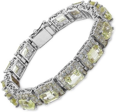 Johareez Sterling Silver Cubic Zirconia, Topaz Rhodium Bracelet