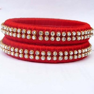

Mahisfashions Silk Dori Bangle Set(Pack of 2), Red