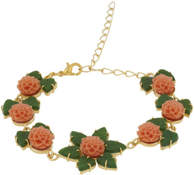 

Nisa Pearls Alloy Jade Bracelet, Pink;green