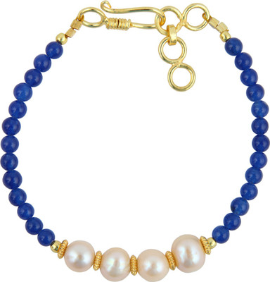 

Pearlz Ocean Alloy Pearl, Jade Gold-plated Bracelet, Orange;blue