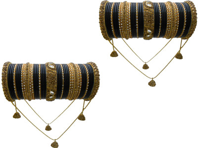 My Design Lac Gold-plated Chudas(Pack of 78), Black