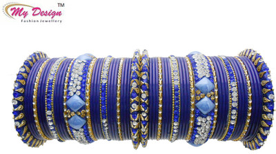 

My Design Lac Gold-plated Bangle Set(Pack of 54), Blue