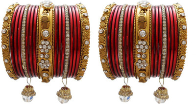 

My Design Alloy Gold-plated Bangle Set(Pack of 34), Maroon