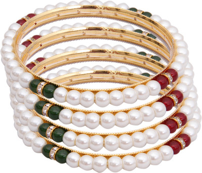 88% OFF on Classique Designer Jewellery Alloy Crystal Rhodium Bangle Set(Pack of 4)