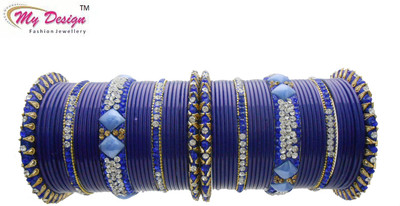 

My Design Lac Gold-plated Chudas(Pack of 58), Blue