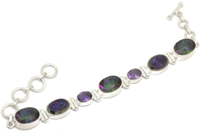 

YugshaJewels Silver Quartz, Amethyst Bracelet, Multicolor