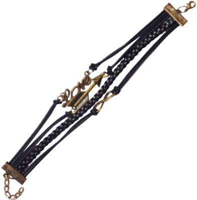 

Men Style Leather Charm Bracelet, Black