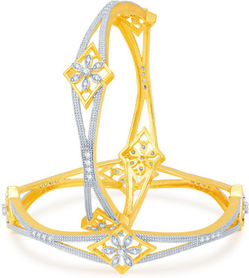 Sukkhi Alloy Cubic Zirconia Rhodium, Gold-plated Bangle Set(Pack of 2)