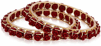 

Nisa Pearls Ceramic Mother of Pearl Bangle(Pack of 2), Red