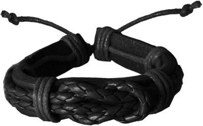 Rich & Famous Leather Bracelet, Black