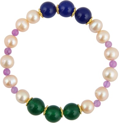 Pearlz Ocean Alloy Pearl, Jade Gold-plated Bracelet