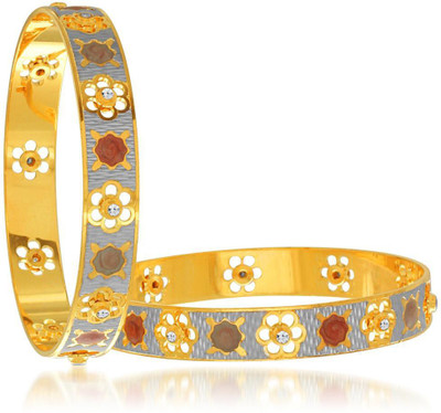 

Sukkhi Alloy Cubic Zirconia Gold-plated, Rhodium Bangle Set(Pack of 2, Gold;white