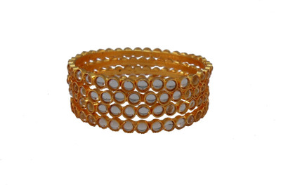 

My Design Alloy Gold-plated Bangle Set(Pack of 4), White