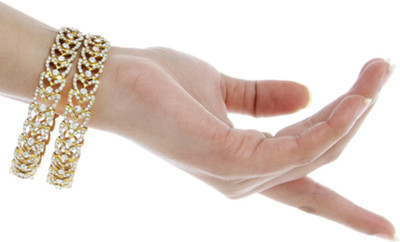 

Aamoye Alloy Bangle Set(Pack of 2), White;gold