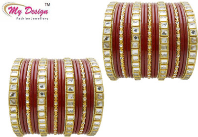 

My Design Lac Gold-plated Chudas(Pack of 38), Maroon