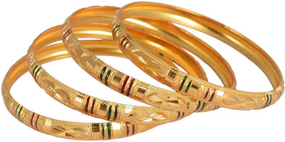 

HKJ Metal Amber Bangle Set(Pack of 4), Gold